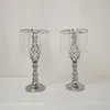 Silverguld Tall Crystal Chandelier Flower Vase Centerpieces Metal Flower Stand för bröllopsbord Händelse Födelsedag Hemdekoration Ocean Express