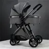 Soft Touch Carrinhos de bebê Material de algodão assento e carrinho de carrinho com cesto de carruagem branca azul dobrável 3 em 1 paisagem alta BA01 C23