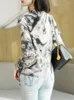 Bluzki damskie szyfonowe koszule 2023 Wiosna jesień moda czarna biała nadrukowana swobodna koronkowa bluzka Kobiety koronkowe dziobowe damskie topy damskie