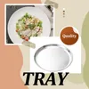 Plates Stainless Steel Serving Plate Anti-corrosive Brushed Bottom Nonslip Glossy Round Baking Cooking Pizza Banquet Tray