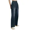 Активные брюки Женщины повседневные свободные кнопки на молнии карман с прямой ногой широкие брюки джинсы джинсы джинсовая джинсовая джинсовая джинсы