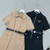 Mode luxe casual jurken Designer Jurk zomer Nieuwe polo nek zipper geplooide zoom vrouwen kleding