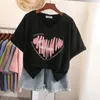 Camiseta de talla grande para mujer 6XL 150kg Camiseta de algodón Verano de manga corta con cuello en V Hearted Ladies Casual Large Woman Clothing 230517
