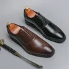 New Black Mens Formal Shoes Brogue Lace-up Brown Round Toe Handmade Business Wedding Men Dress Shoes Size 38-46