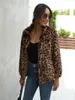 Femmes fourrure Faux 2023 automne hiver femme imprimé léopard manteau vestes femme chaud col rabattu à manches longues haute qualité vêtements d'extérieur