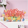 Biglietti d'auguri 3D Pop Up San Valentino Ti amo di più Cartoline regalo Cartoline con busta Drop Delivery Home Garden Festive Party Supplies E Dh1I4