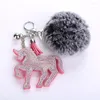 Keychains POM Keychain Bulk Soft Faux Fur Ball Car Keyring Pompom Key Chains Holder Women Bag hangerse sieraden geschenken