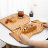 Assiettes plateau de service en bois Unique assiette à dîner légère anti-rayures ondulation de l'eau tasse tapis de stockage