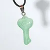 Kedjor 2023 Natural Crystal Agate Stone Heart Key Pendant Halsband för kvinnor Män Färgglada helande yogamycken