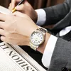Armbandsur lyser upp klockringen fullt lysande ansikte 40mm lätt läsare rostfritt stål rem 3atm 230517