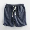 Men's Shorts Men Summer 100% Linen Shorts Japan Candy Color Beach Holiday Home Male Simple Casual Slim Fit Harajuku Soft Thin Shorts Pants 230518