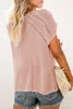 Pink Crochet Eyele Kort ärmar Topp 2023 Hot New Q28R#