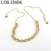 Choker 5st Gold Plated Bling Crystal Tennis Necklace Green Clear Cubic Zirconia CZ Star Chain 2023 Summer Romantic Jewelry