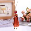 Pendant Necklaces L&H 2023 Design Fashion Doll Necklace For Women Orange Dress Alloy Pendants Sweater Chain S Neck Jewelry Accessories