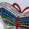 Totes Borsa a tracolla di design con strass a forma di farfalla Borse e borsette da festa in metallo colorato di cristallo colorato di alta qualità 230509