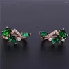 Boucles d'oreilles créoles charme rouge vert Zircon fleur pour femmes couleur or Rose géométrique multicolore pierre minuscule mariage boucle d'oreille bijoux