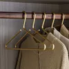 Hangers Racks 5pcs Coat Hangers Solid Aluminum Alloy Seamless Matte Gold Clothes Hanger Trousers Sweater Storage Racks Wardrobe Organizer 230518