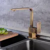 Rubinetti da cucina Rubinetti per lavello in ottone bronzo antico e acqua fredda Rubinetti miscelatori flessibili montati su ponte monocomando