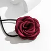 Pendant Necklaces Gothic Elegant Big Rose Flower Clavicle Chain Necklace Women Wed Bridal Sexy Adjustable Choker Mariage Jewelry Y2K Accessories 230517