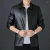 Hommes de Fourrure Faux Cuir Veste Hommes Automne Hiver Turndown Casual Business Manteau Ropa Hombre Mode Noir PU OutwearJaqueta Masculina