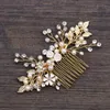 Crystals Beading Bridal Hair Combs Crown Tiara Wedding Hair Accessories Women Handmade Headband Ornaments Female Prom Headdress Hairband Headwear ZJ09