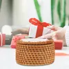 Dinnerware Sets Round Storage Box Tea Woven Baskets Rattan Holder Decorative Candy Fruits Bread Organizer