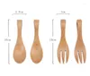 Flatware Sets 50Set Wood Portable Tableware Wooden Cutlery Bamboo Fork Travel Dinnerware Suit Environmental Kitchen Tool Wholesale SN6272