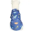 Vêtements pour chiens pull pour animaux de compagnie fermeture à bouton Texture douce imprimé d'espace décoratif chat chemise à deux pattes tenue quotidienne
