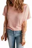 pink Wide High Straight Neck Waffle Knit Top E9py#