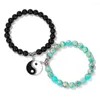 Bedelarmbanden 2 stks mannen yin yang decor kralen armband zwart en witte tai chi hanger voor dames paar vriendballers