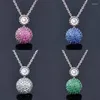 Collares colgantes tendencia de paja cadena de color sier rosa azul blanco verde collar de bola de circonio cúbico para mujeres joyas 2023 775 lk6