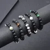 Strand HIYONG Design 8MM Natural Lava Rock Beads Pulsera Mapa Piedra Aceite Difusor Para Mujeres Hombres Joyería Hecha A Mano