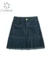 Jupes Taille Haute Y2k Jupe En Jean Plissée Femmes Casual Amour Graphique Poche Bleu Lavé Mini Jupe D'été Streetwear E-girl Tenues 230518