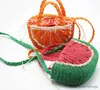 Spul zakken zomer schattige watermeloen vorm strookt tas mode rattan rieten hand geweven halfrond handtas vakantie strand reizen crossbody tas