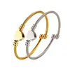 Bangle roestvrijstalen hart hanger openend draadwikkelbanden verstelbare bedelarmband voor vrouwen cadeau sieraden accessoires