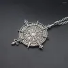 Chains Viking Odin Symbol Navigation Compass Cross Pendant Necklace Rune Amulet