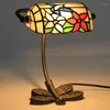 Lâmpadas de mesa Tiffany Stilay Glass Dragonfly Lâmpada para quarto Mediterrâneo Vintage Média barraca de cabeceira de cama LED STAND NOITE LUZES