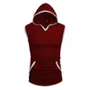 Men's Tank Tops Hooded Top V-Neck Sleeveless Solid Color With Pocket Summer Slim Fit Polyester Men Vest For Clothing