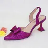 Sandals Arrivals Special Design Purple Color African Women Shoes and Bag Set Pointed Toe Pumps for Wedding Party 230518