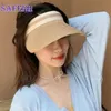 Geniş Memlu Şapka Kova Yaz Kadın Güneş Kadın Açık Mekan Vizör Kapakları Yapım Samanlı Modaya Düzenli Süper Plaj Katlanabilir Roll Yukarı 230517