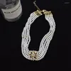 Pendentif Colliers Magnifique Mariage Multicouches Imitation Perle Perles Chaîne Bijoux Pour Femmes Mode Collier Bijoux