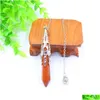 Charms Natural Stone Pendum Zhexagonaal prisma -vormige hanglinkketen voor Divination Crystal Jewelry Charm Amet Healing Drop Dhgarden Dhnx6