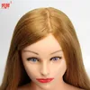 Mannequin Heads 24" Mannequin Head High Grade 80% Real Hair Hairdressing Head Dummy Nice Dolls Blonde Long Hair Training Head With Shoulder 230517