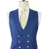 Men's Vests Royal Blue Formal Men Suit Vest With Double Breasted One Piece Male Waistcoat Shawl Lapel Slim Fit Fashion Coat For Wedding