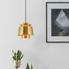 Lampy wiszące nordyckie mosiężne złote światła nowoczesne metalowe abażur E27 Oświetlenie żarówek nad batonami wyspy kuchennej sypialnia wisząca lampka
