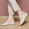 Sandales taille 35-41 en cuir véritable femmes chaussures de haute qualité Oxfords marque sans lacet chaussures décontractées mocassins sandales de conduite sauvage pour femmes 230518