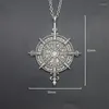 Chains Viking Odin Symbol Navigation Compass Cross Pendant Necklace Rune Amulet