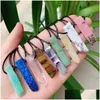 Pendentif Colliers Vente Pierre Naturelle Minérale Irregar Rec Quartz Pendum Amazonite Oeil De Tigre Lapsi Rose Cristal Drop Delivery J Dhgarden Dhwax