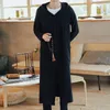 Men's Trench Coats Fashion Men Hooded Coat Spring 2023 Black Hip Hop Thin Hoodies Jacket Vintage Chinese Style Long Sleeves Ouerwear