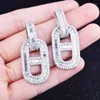 Dangle Earrings 2023 Trend Drop Luxury Geometry Pig Nose Inlay Full Shiny Small Zircon Vintage Piercing Jewelry For Women Wedding Party